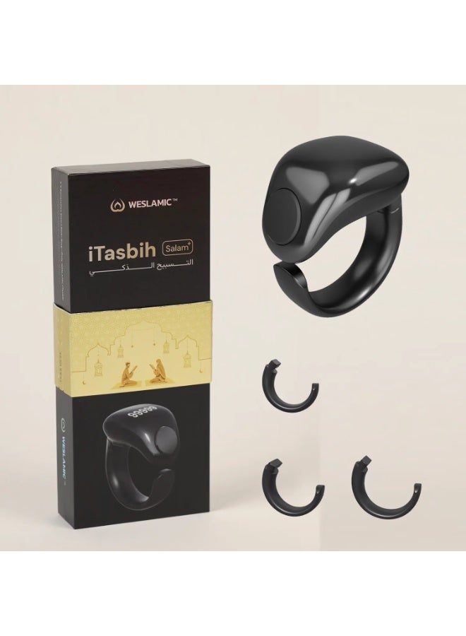WESLAMIC iTasbih-Faith Smart Tasbih Ring with OLED Display & App - 3 Adjustable Sizes (18mm, 20mm, 22mm) in One Kit | Wireless Magnetic Charging, 5+ Day Battery, Zikr Counter, Prayer (Azan) Reminders | Waterproof Bluetooth Islamic Gift for Ramadan & Eid - Image 1